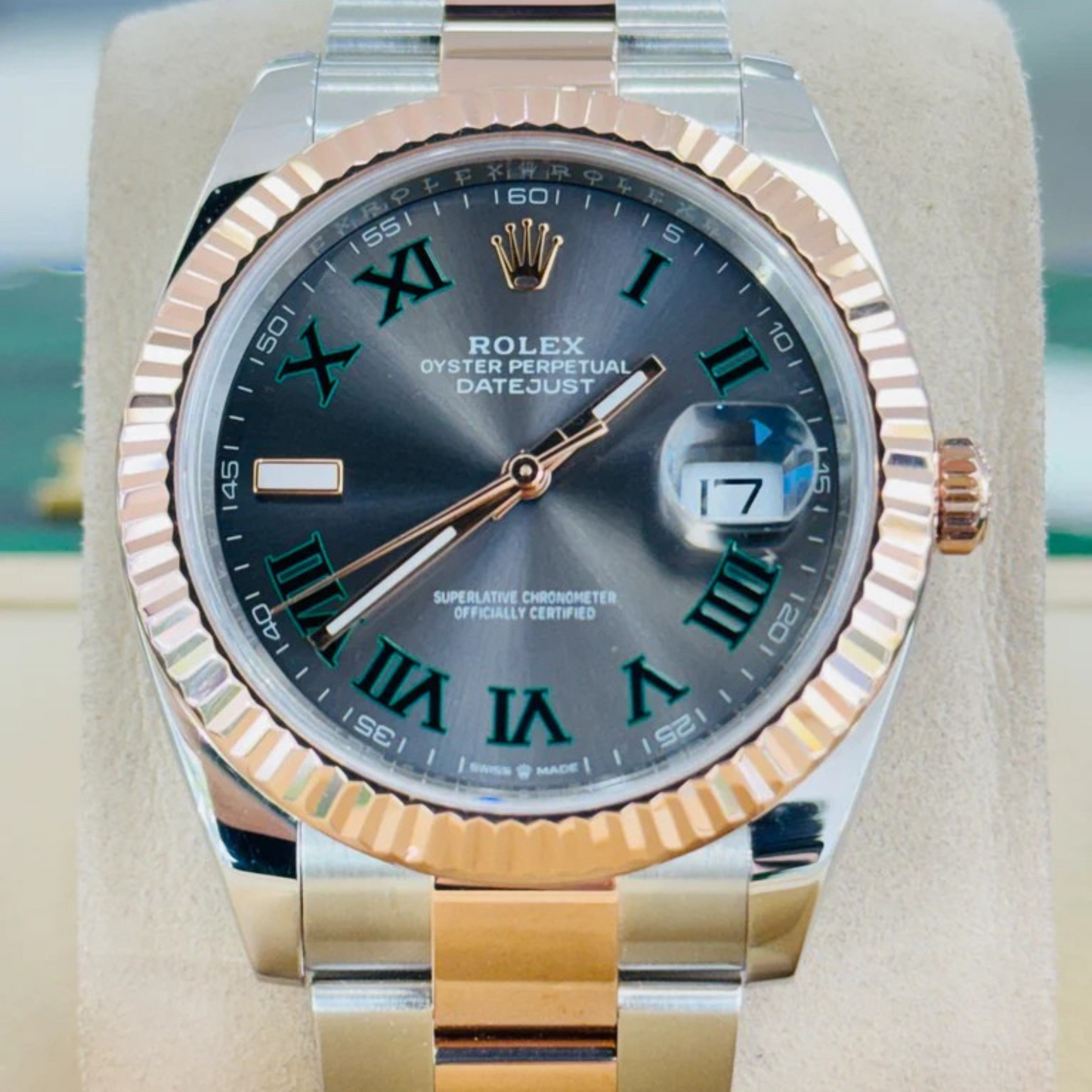Rolex Datejust 41 Steel Rose Gold Wimbledon Dial Mens Watch 126331 41mm