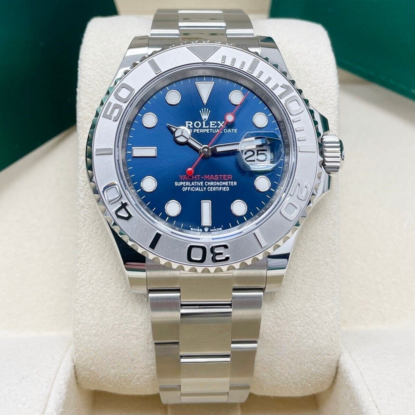 Rolex Yachtmaster Steel Platinum Blue Dial Mens Watch 126622 40mm