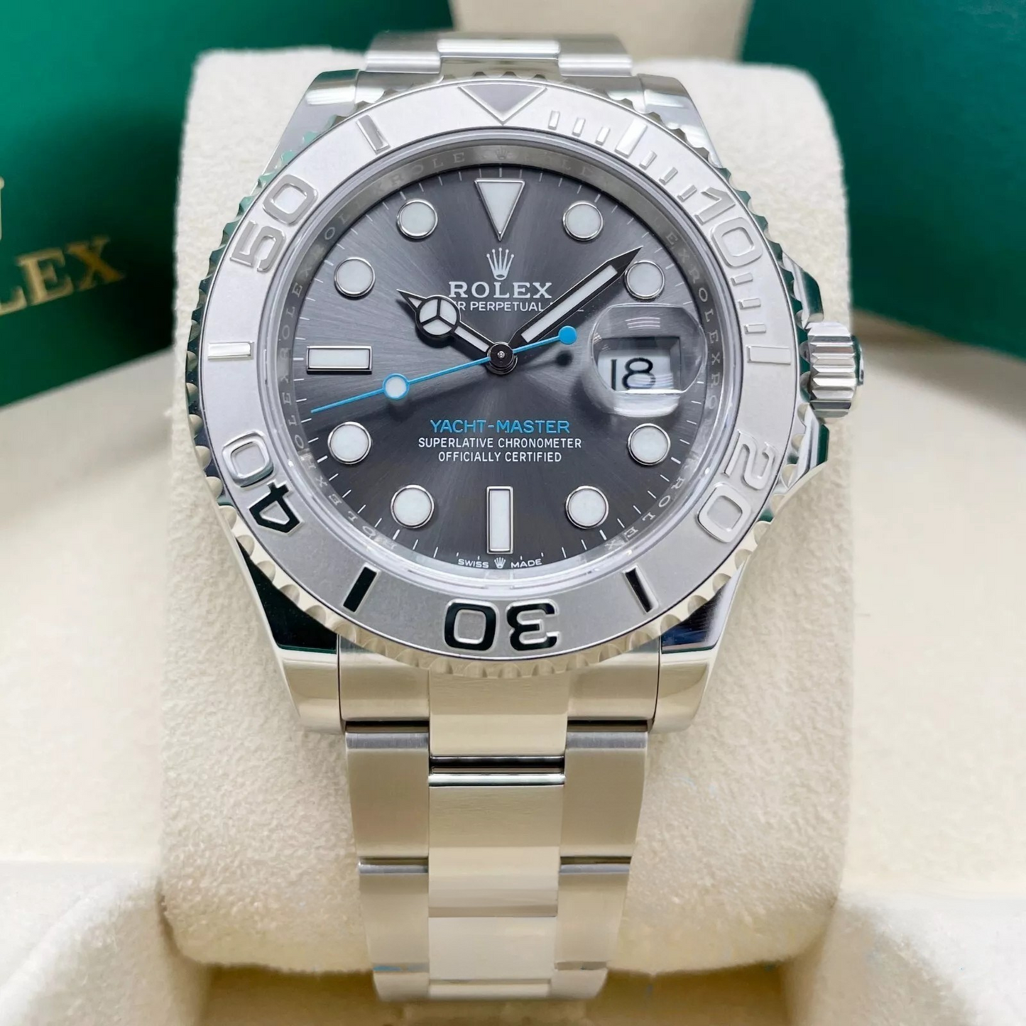 Rolex Yachtmaster Steel Platinum Bezel Rhodium Dial Mens Watch 126622 40mm