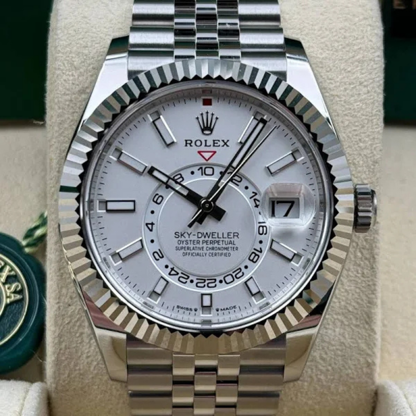 Rolex Sky-Dweller Steel White Gold White Dial Mens Watch 336934 42mm