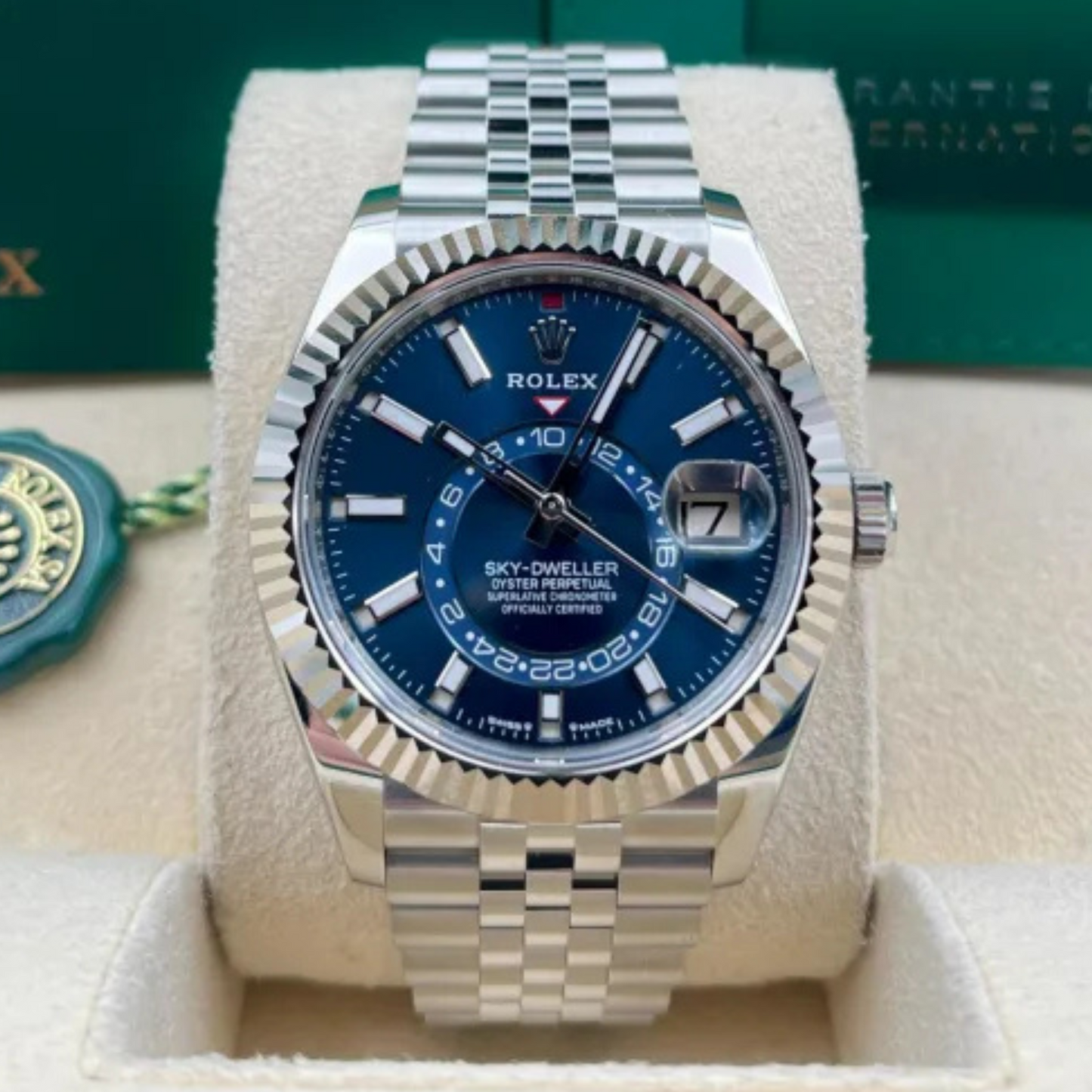 Rolex Sky-Dweller Steel White Gold Blue Dial Mens Watch 336934 42mm