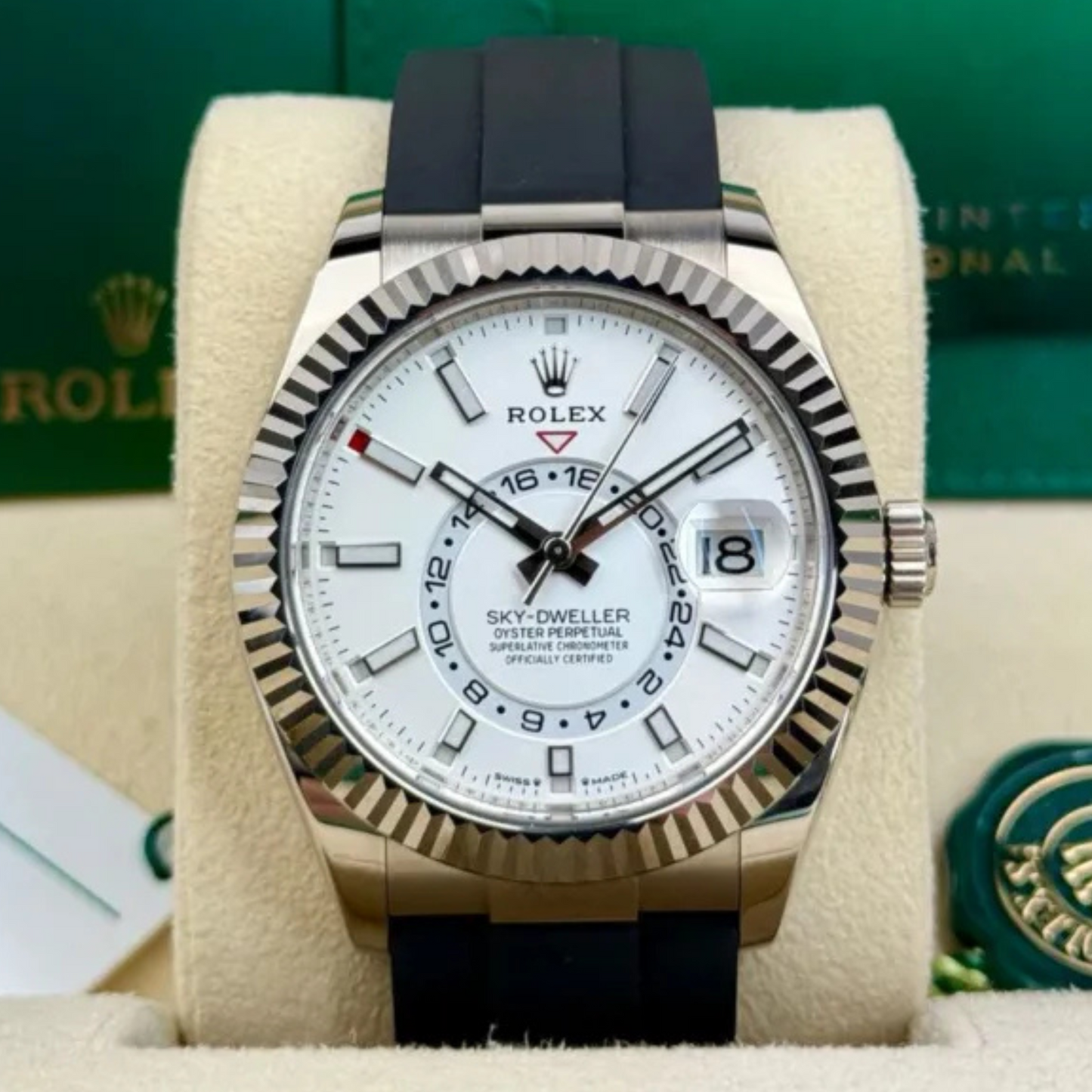 Rolex Sky-Dweller 42 Black Dial White Gold Mens Watch 336239 42mm