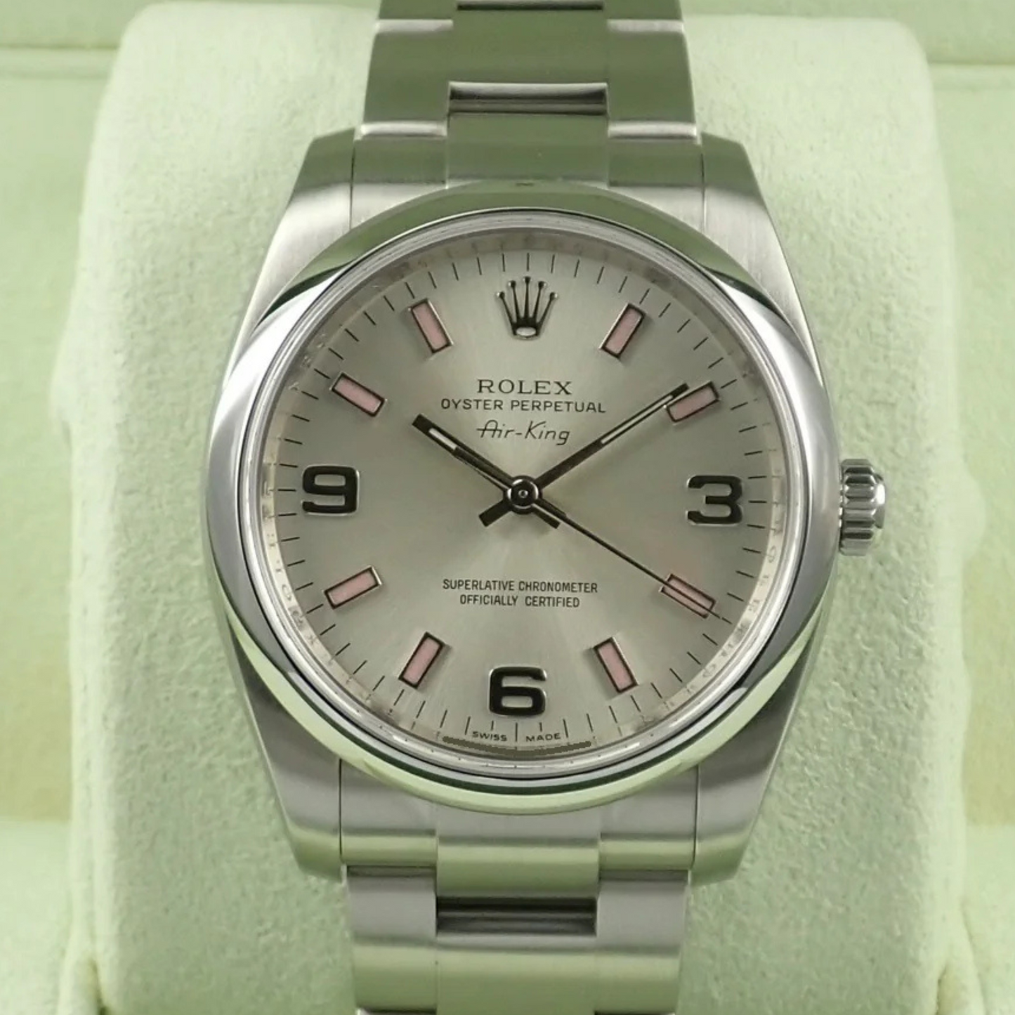 Rolex Air King 34 Silver Dial Steel Mens Watch 114200 34mm