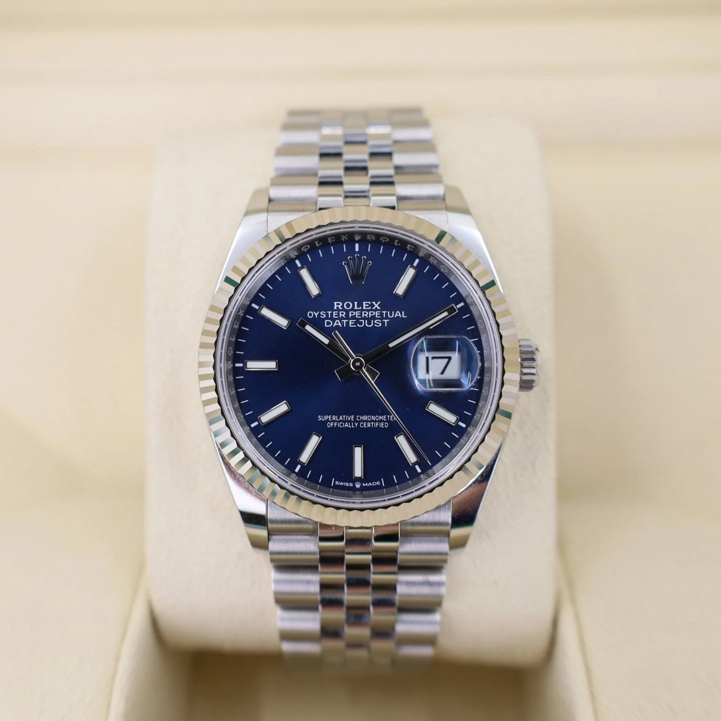 Rolex Datejust 41 Steel White Gold Blue Dial Mens Watch 126334 41mm