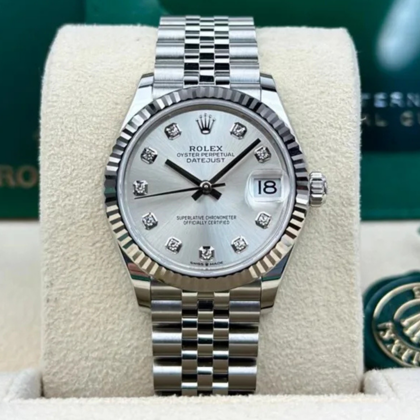 Rolex Datejust 36 Steel White Gold Silver Diamond Dial Mens Watch 116234 36mm