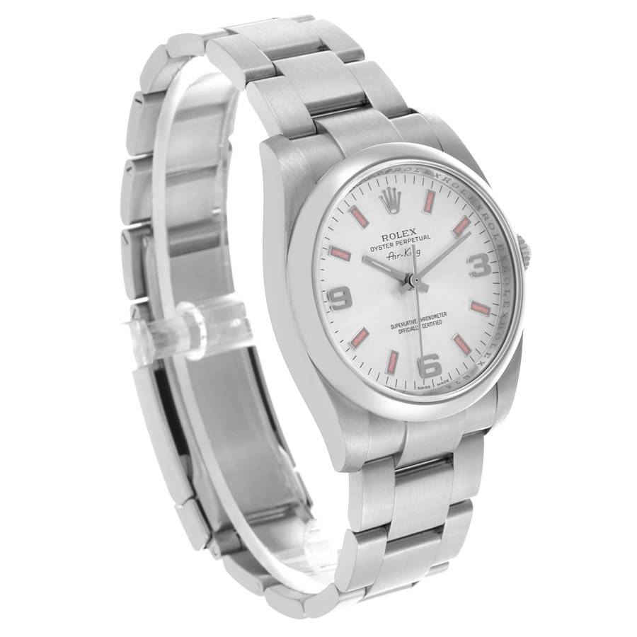 Rolex Air King 34 Silver Dial Steel Mens Watch 114200 34mm