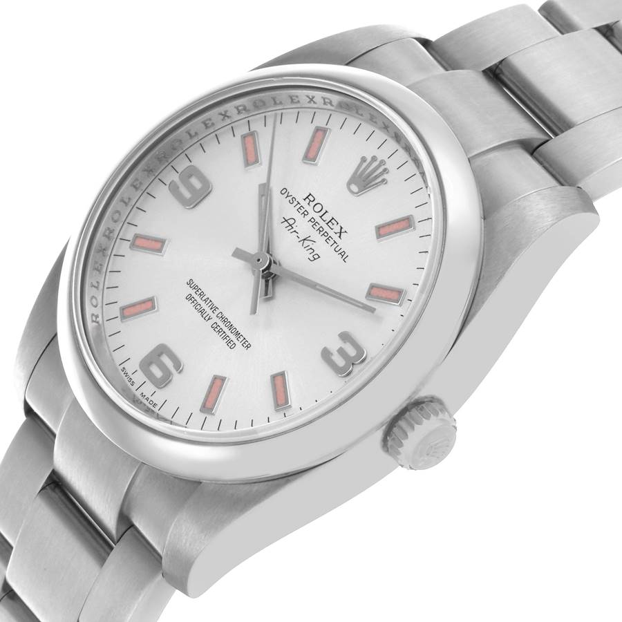 Rolex Air King 34 Silver Dial Steel Mens Watch 114200 34mm