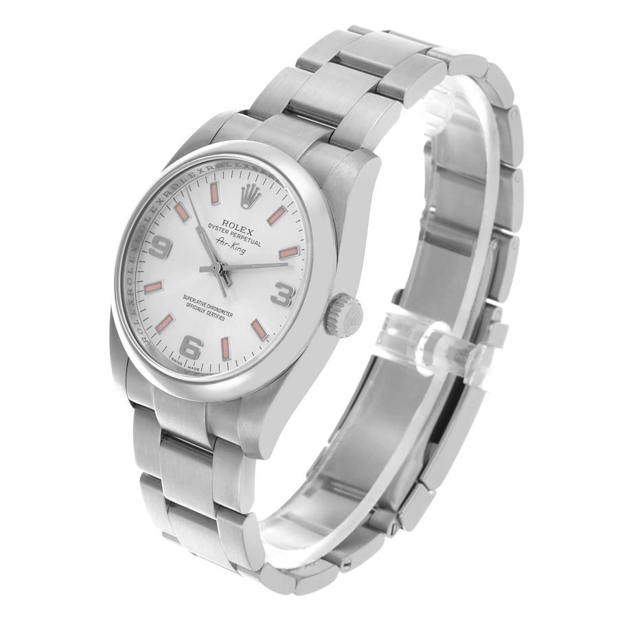 Rolex Air King 34 Silver Dial Steel Mens Watch 114200 34mm