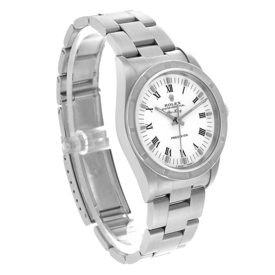 Rolex Air King 34 White Roman Dial Steel Mens Watch 14010 34mm