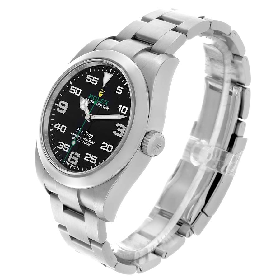Rolex Air King Green Hand Black Dial Steel Mens Watch 116900 40mm