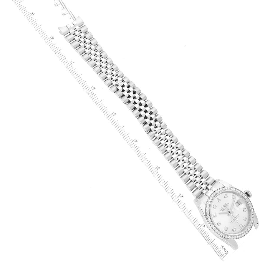 Rolex Datejust 36 Silver Diamond Dial Bezel Unisex Watch 116244 36mm