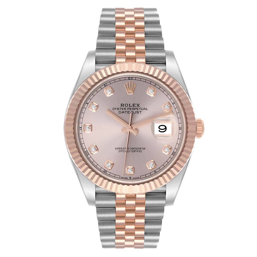 Rolex Datejust 41 Steel Everose Gold Sundust Diamond Dial Mens Watch 126331 41mm