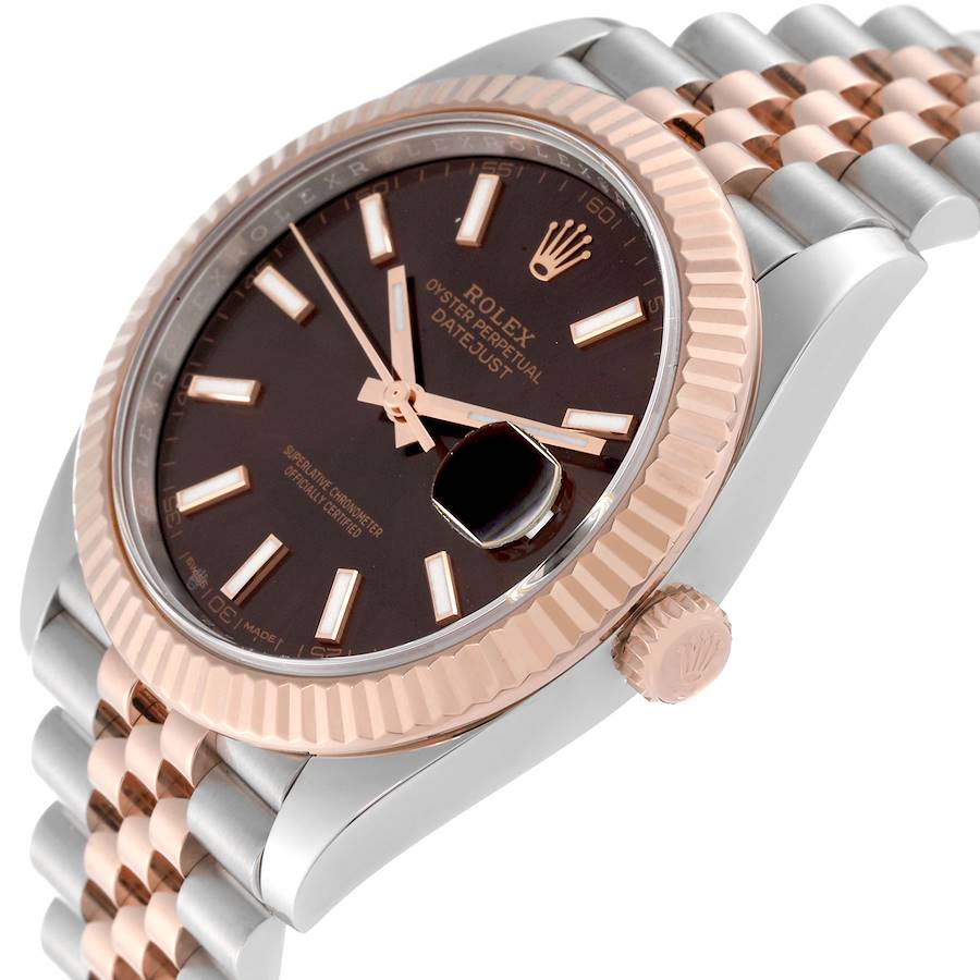 Rolex Datejust 41 Steel Rose Gold Chocolate Dial Mens Watch 126331 41mm
