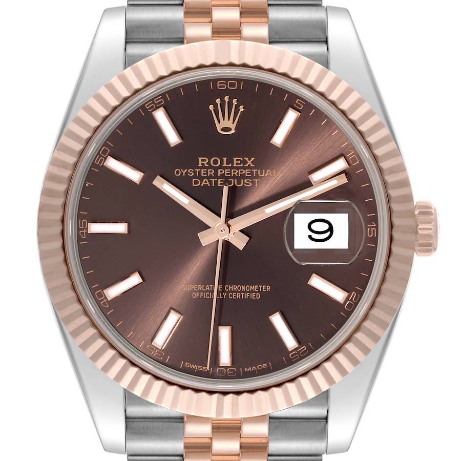 Rolex Datejust 41 Steel Rose Gold Chocolate Dial Mens Watch 126331 41mm