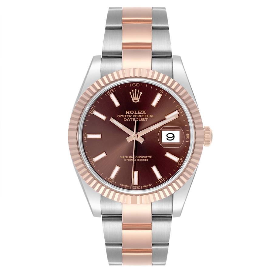 Rolex Datejust 41 Steel Rose Gold Chocolate Dial Mens Watch 126331 41mm