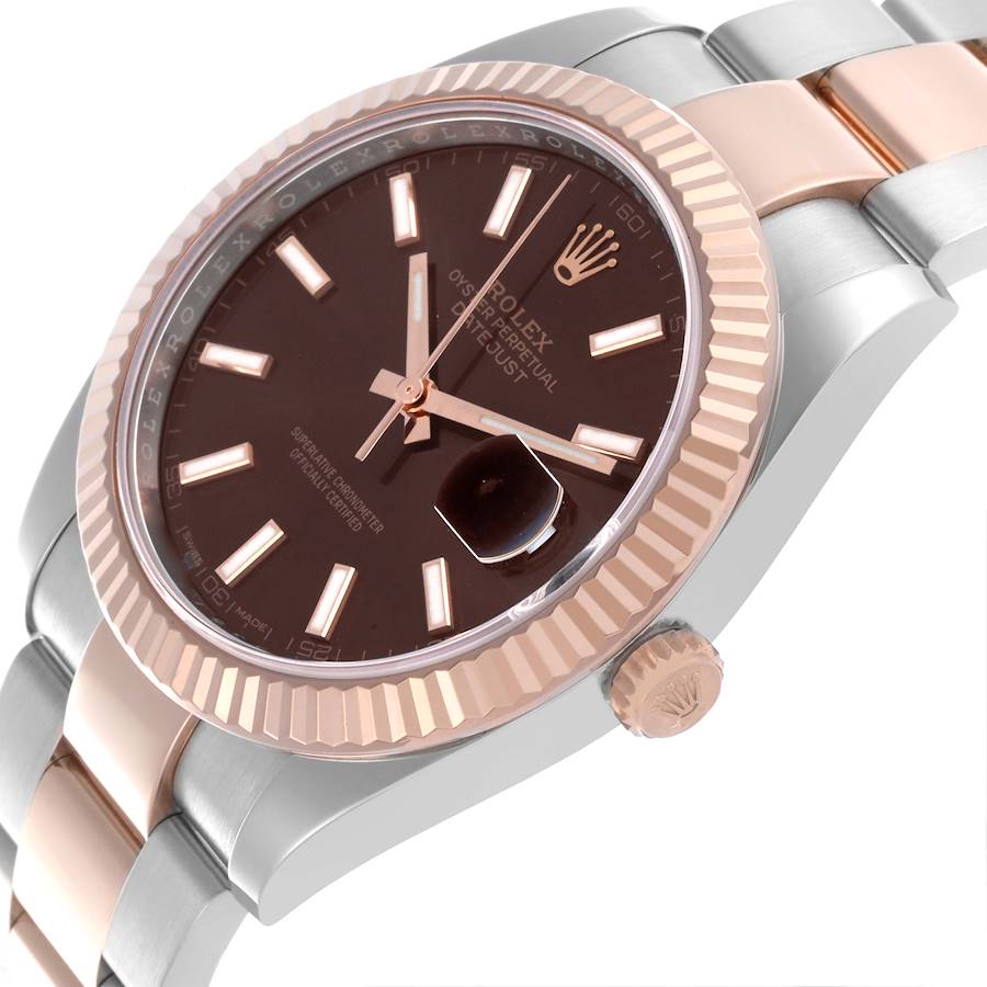 Rolex Datejust 41 Steel Rose Gold Chocolate Dial Mens Watch 126331 41mm