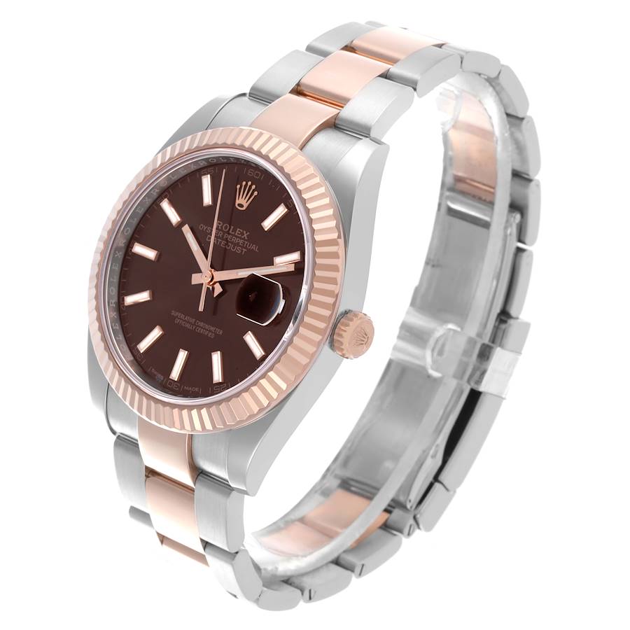 Rolex Datejust 41 Steel Rose Gold Chocolate Dial Mens Watch 126331 41mm
