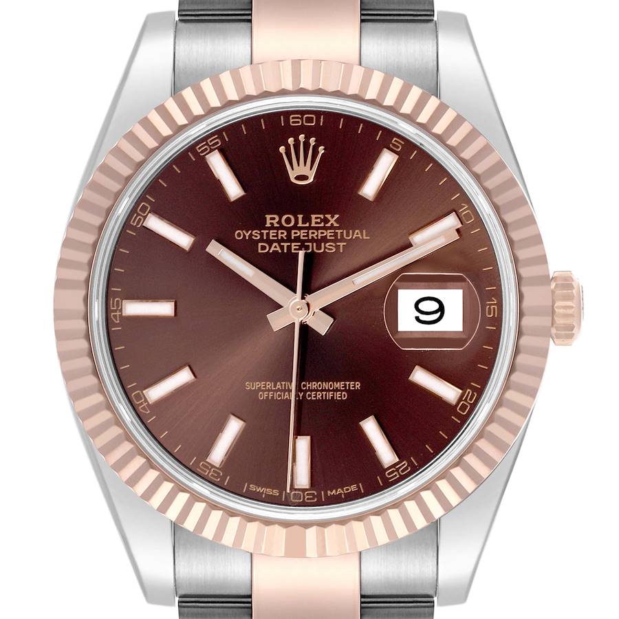 Rolex Datejust 41 Steel Rose Gold Chocolate Dial Mens Watch 126331 41mm