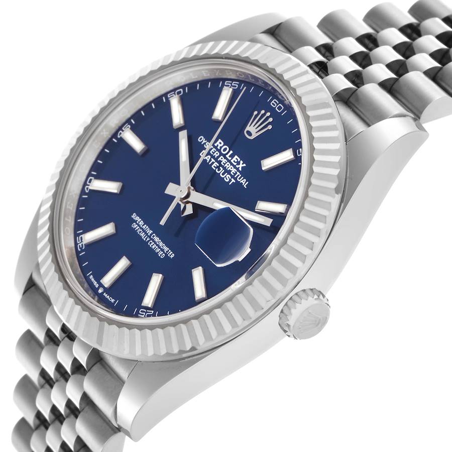 Rolex Datejust 41 Steel White Gold Blue Dial Mens Watch 126334 41mm
