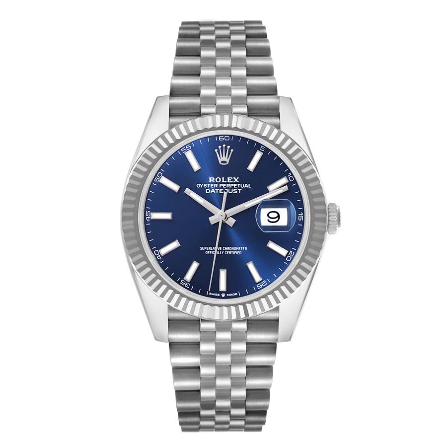 Rolex Datejust 41 Steel White Gold Blue Dial Mens Watch 126334 41mm