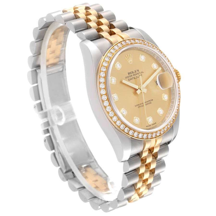Rolex Datejust Champagne Dial Steel Yellow Gold Diamond Men's Watch 116243 36mm