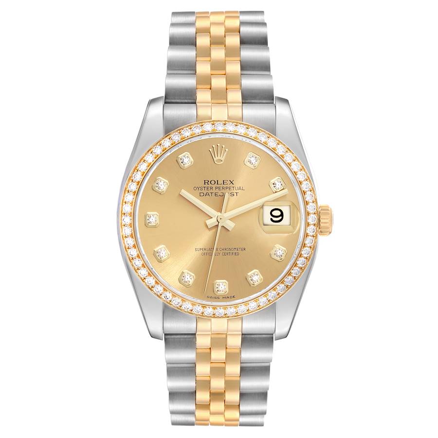 Rolex Datejust Champagne Dial Steel Yellow Gold Diamond Men's Watch 116243 36mm