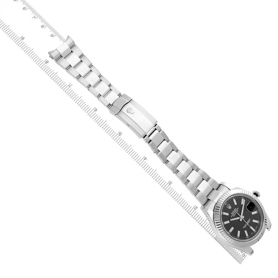 Rolex Datejust II 41 White Gold Steel Black Dial Watch 116334 41mm