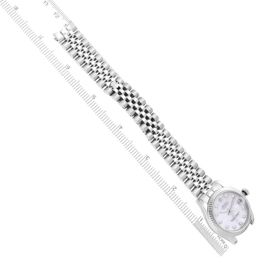 Rolex Datejust 31 Midsize Mother Of Pearl Diamond Dial Steel White Gold Watch 178274 31mm