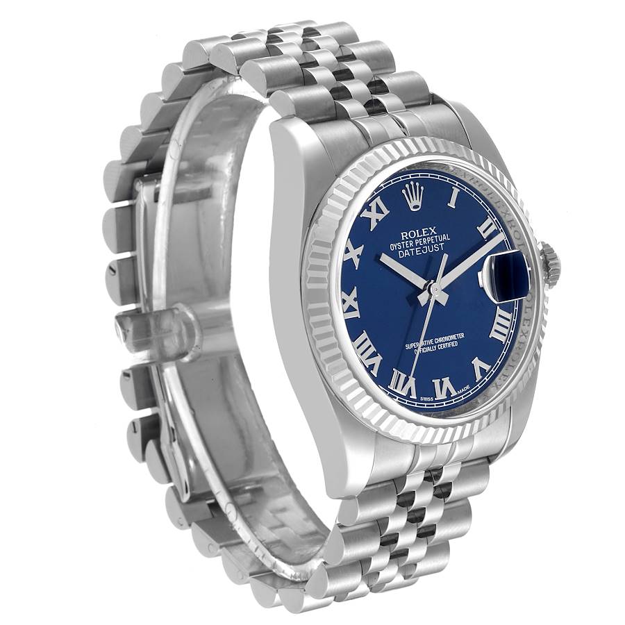 Rolex Datejust 36 Steel White Gold Blue Dial Mens Watch 116234 36mm