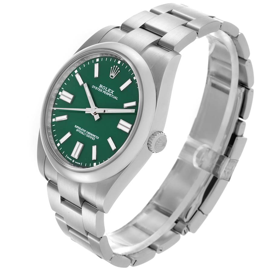 Rolex Oyster Perpetual 41 Green Dial Steel Mens Watch 124300 41mm
