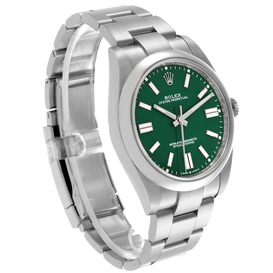 Rolex Oyster Perpetual 41 Green Dial Steel Mens Watch 124300 41mm