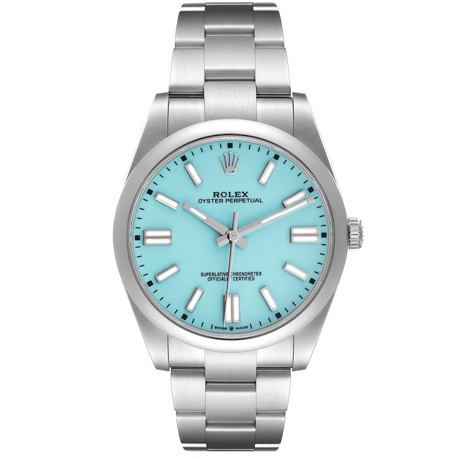 Rolex Oyster Perpetual 41 Turquoise Dial Steel Mens Watch 124300 41mm