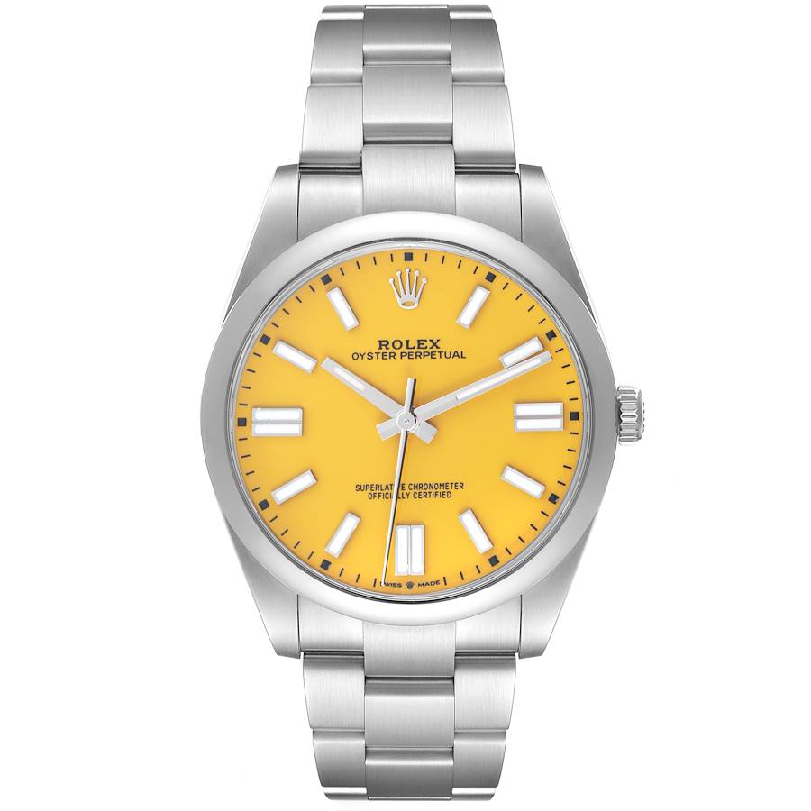 Rolex Oyster Perpetual 41 Yellow Dial Steel Mens Watch 124300 41mm
