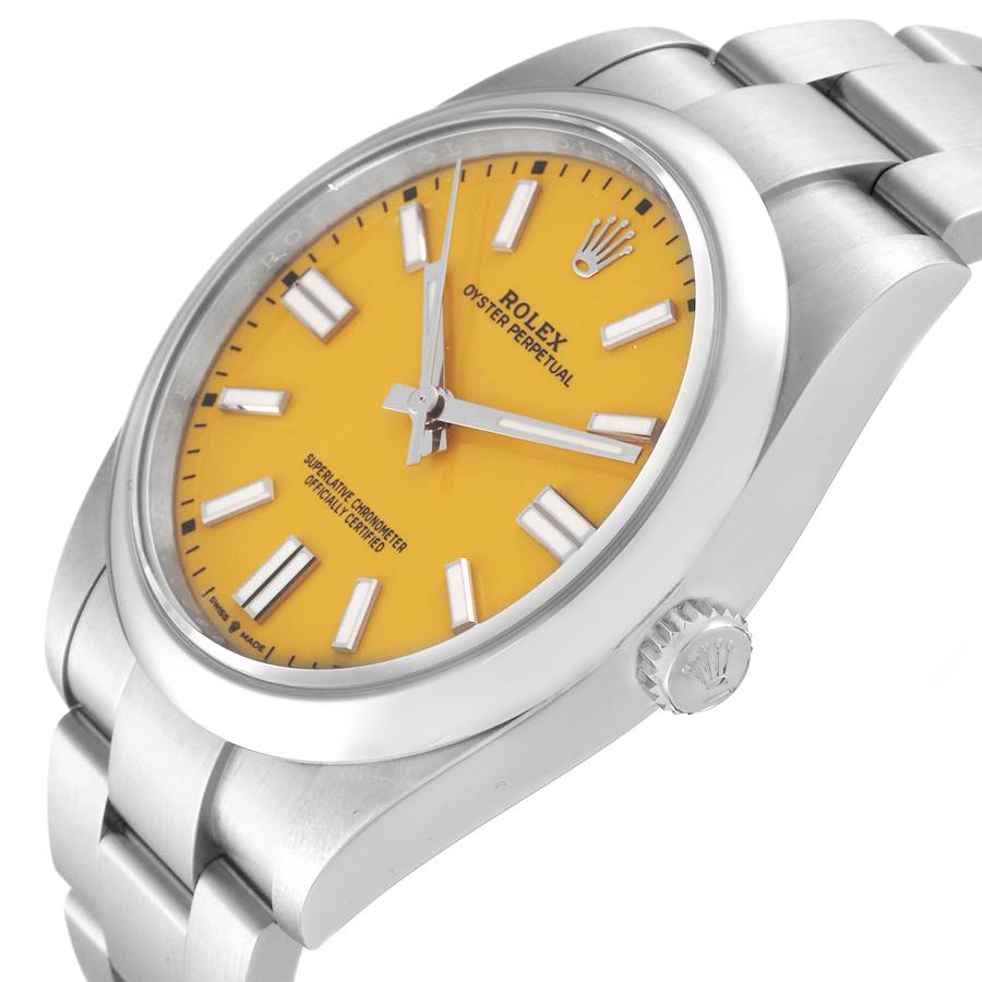 Rolex Oyster Perpetual 41 Yellow Dial Steel Mens Watch 124300 41mm