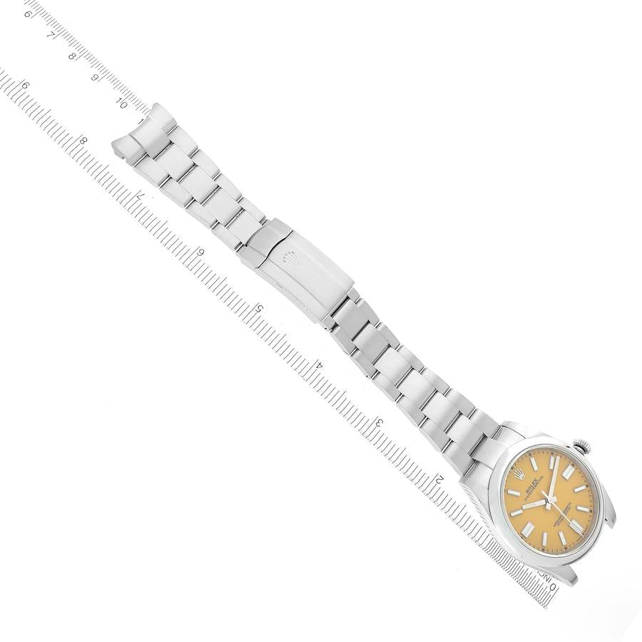 Rolex Oyster Perpetual 41 Yellow Dial Steel Mens Watch 124300 41mm