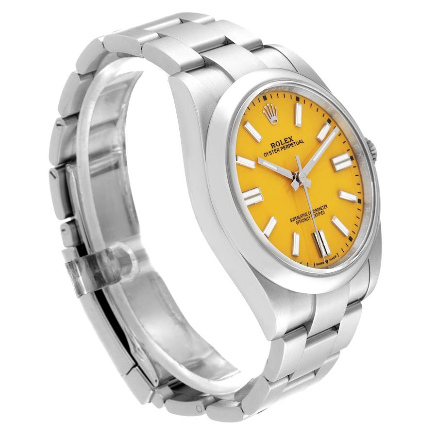 Rolex Oyster Perpetual 41 Yellow Dial Steel Mens Watch 124300 41mm