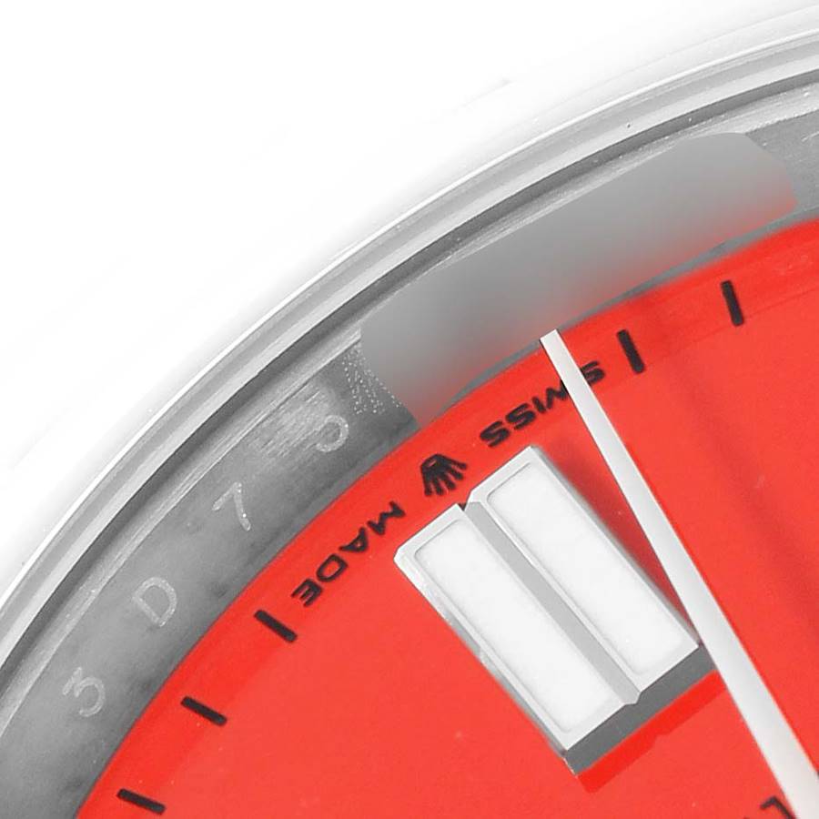 Rolex Oyster Perpetual 41 Coral Red Dial Steel Mens Watch 124300 41mm