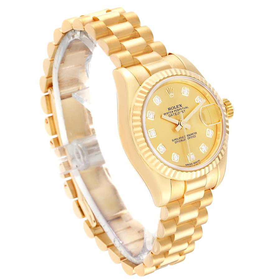 Rolex President Datejust 26 Yellow Gold Diamond Ladies Watch 179178 26mm