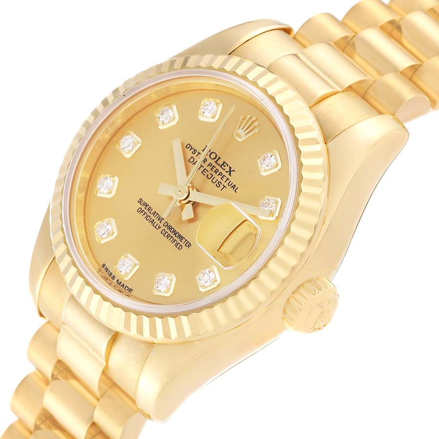 Rolex President Datejust 26 Yellow Gold Diamond Ladies Watch 179178 26mm