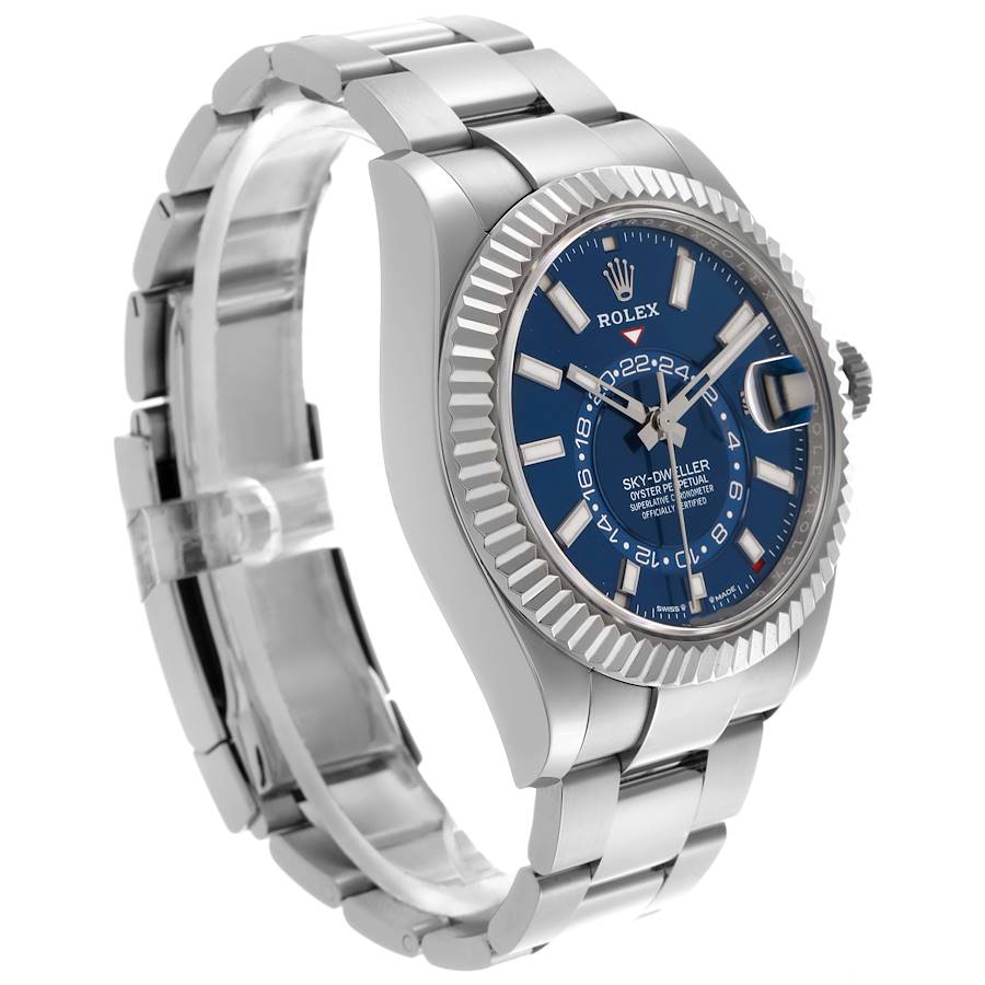 Rolex Sky-Dweller Steel White Gold Blue Dial Mens Watch 336934 42mm