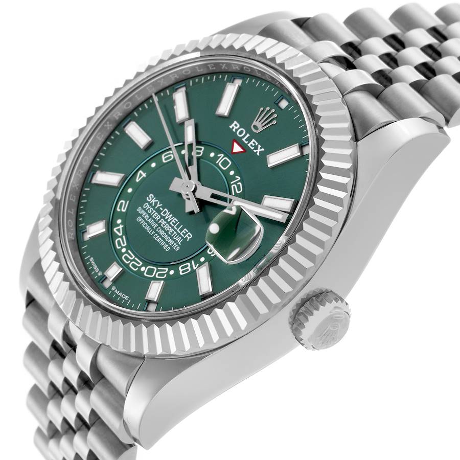 Rolex Sky-Dweller Steel White Gold Mint Green Dial Mens Watch 336934 42mm