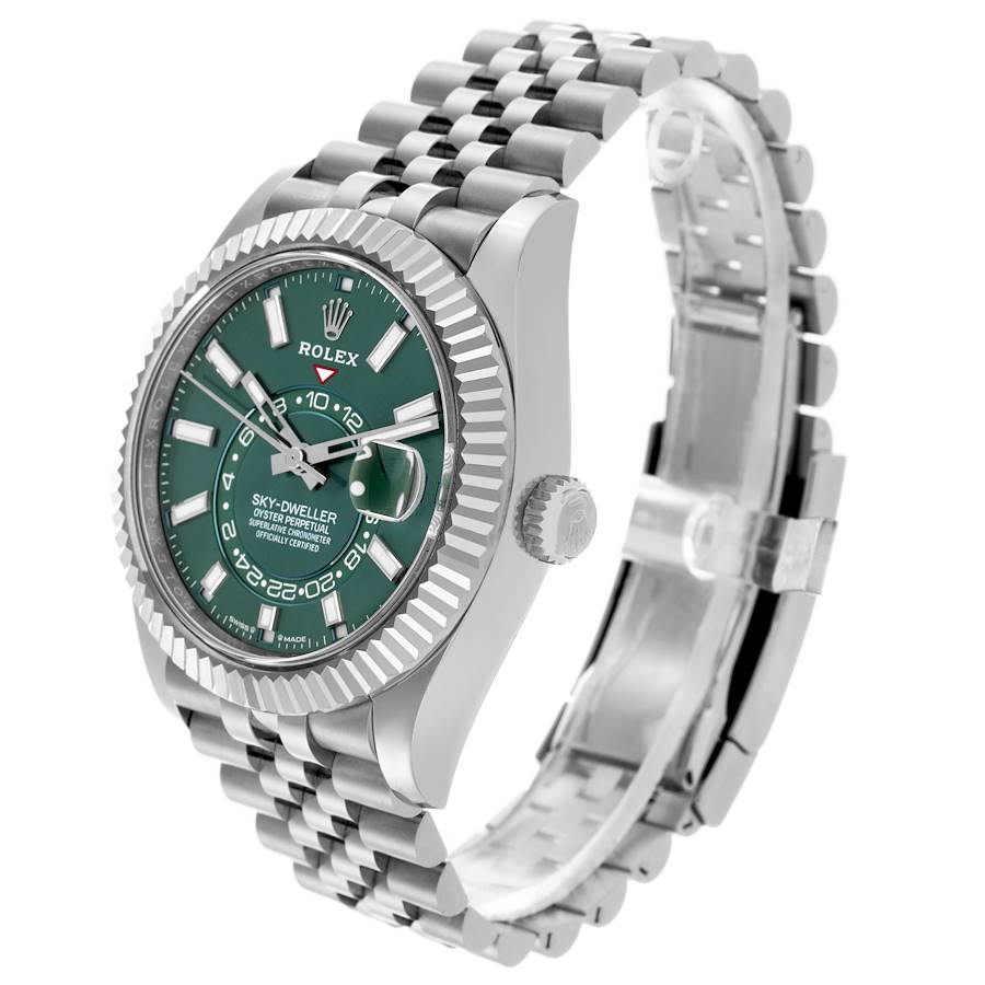 Rolex Sky-Dweller Steel White Gold Mint Green Dial Mens Watch 336934 42mm