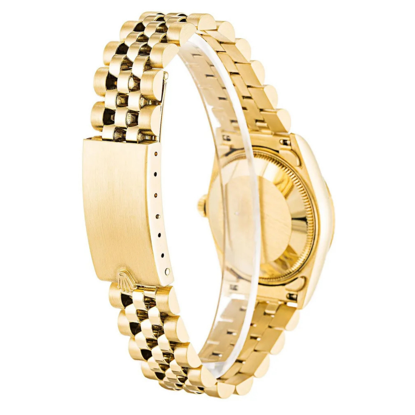 Midsize Rolex Datejust President Solid 18K Yellow Gold Watch Champagne Baton Dial 68278