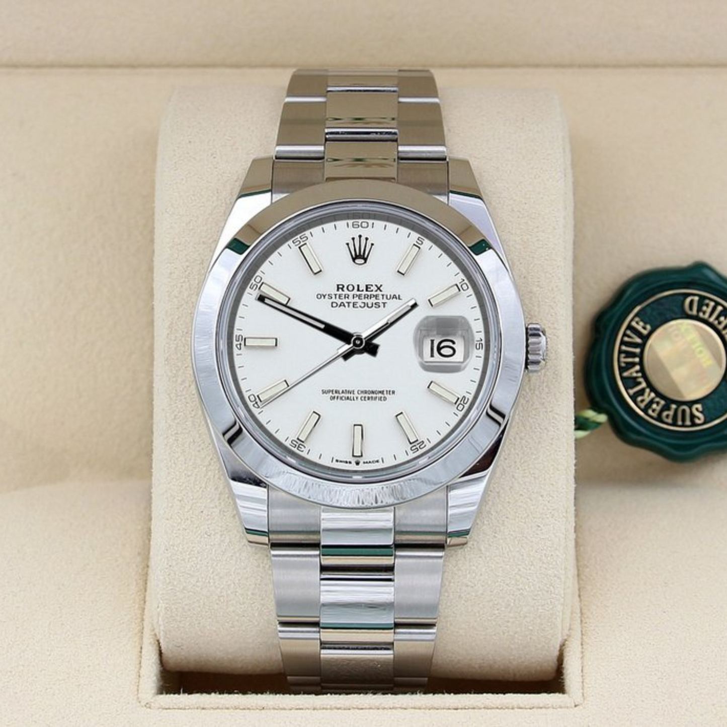 Rolex Datejust 41 White Dial Steel Mens Watch 126300 41mm