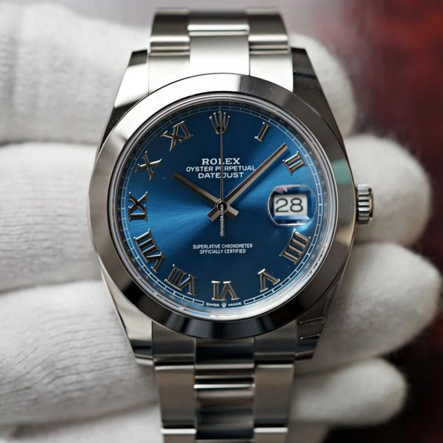 Rolex Datejust 41 Blue Roman Dial Steel Mens Watch 126300 41mm