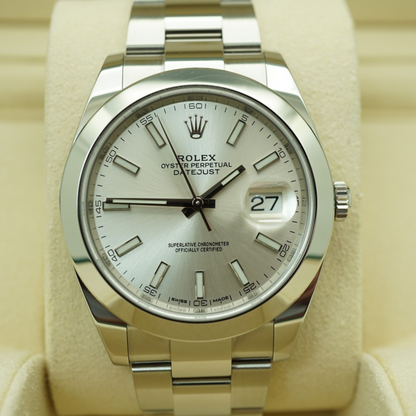 Rolex Datejust 41 Silver Dial Steel Mens Watch 126300 41mm