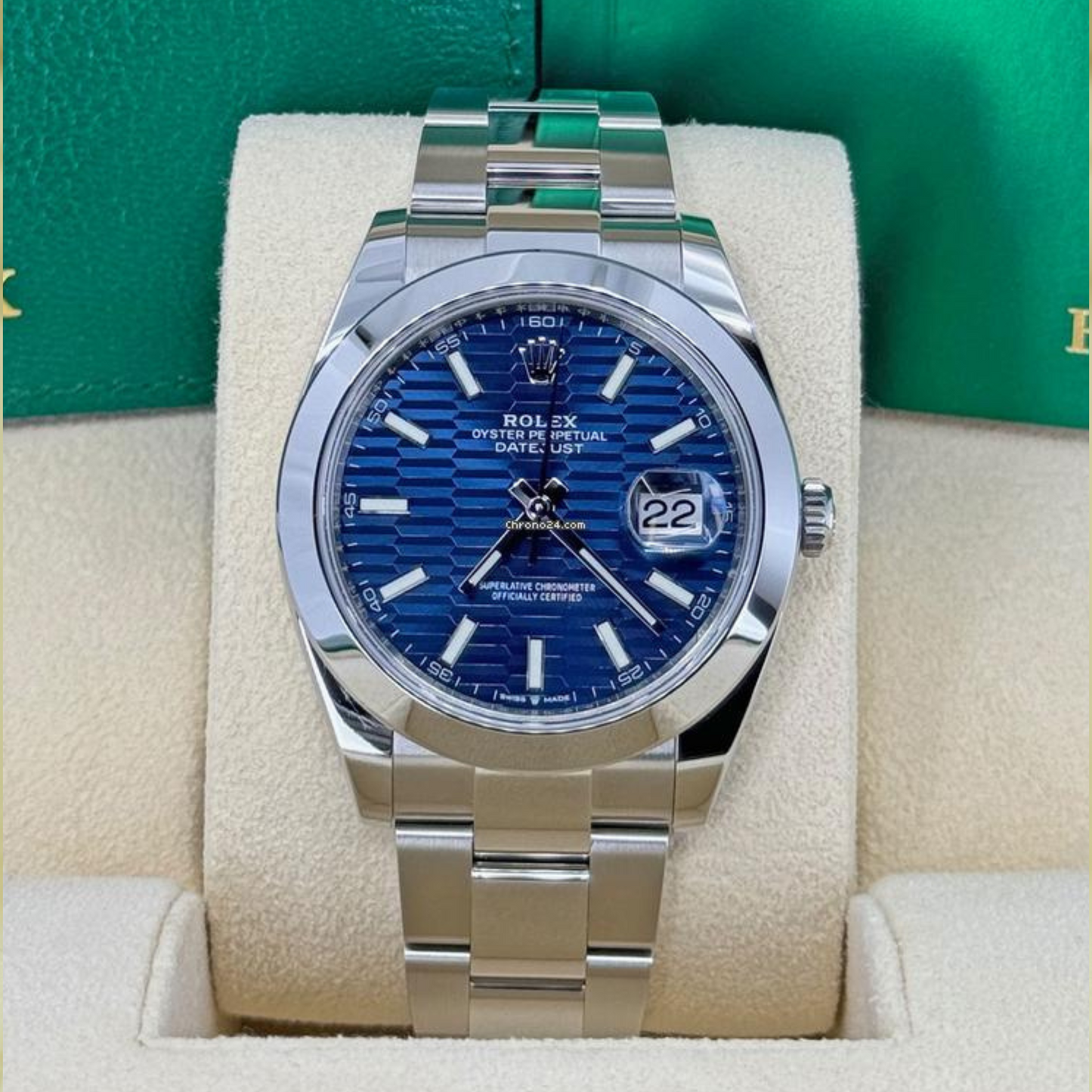 Rolex Datejust 41 Blue Fluted Dial Steel Mens Watch 126300 41mm