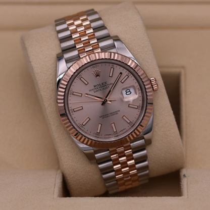 Rolex Datejust 41 Steel Everose Gold Sundust Dial Mens Watch 126331 41mm