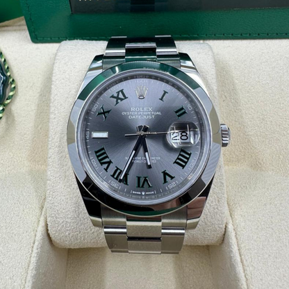 Rolex Datejust 41 Wimbledon Dial Steel Mens Watch 126300 41mm