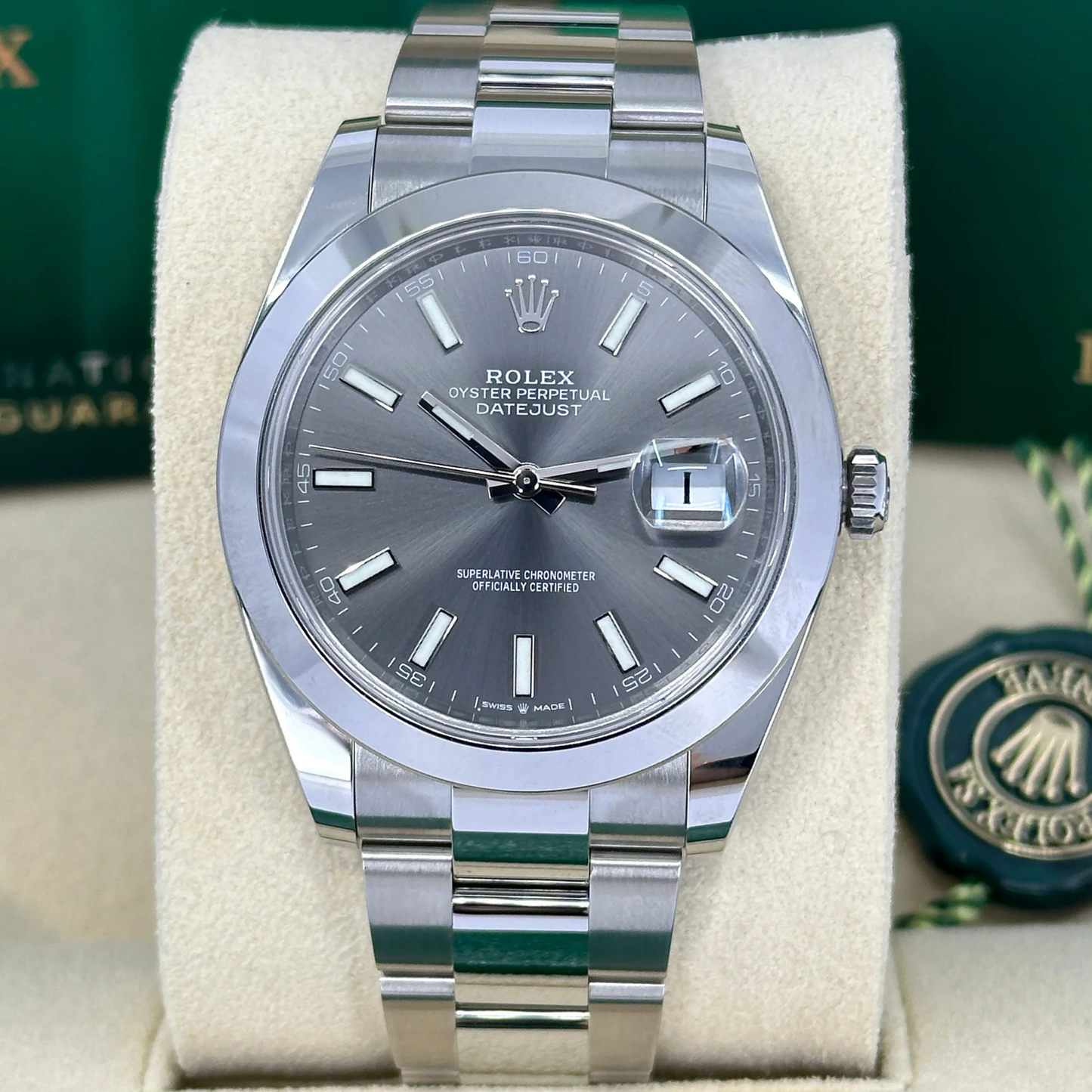 Rolex Datejust 41 Slate Dial Steel Mens Watch 126300 41mm